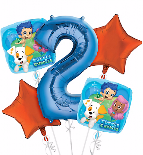 Bubble Guppies Transparent - Bubble Guppies 2nd Birthday Balloon Bouquet 5pc (800x800), Png Download