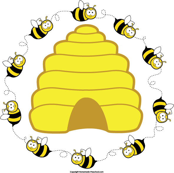 Pre Pre-k's Busy Bees - Hive Of Bees Clipart (591x587), Png Download