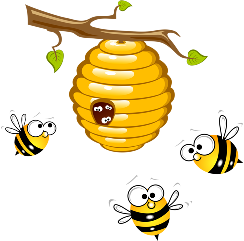 5 Clipart Bee - Bee And Beehive Clipart (500x481), Png Download