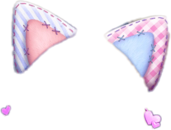 Cat Ears Pink Blue Hearts Snapchat Filter Sticker Freet - Cat Ears Snapchat Filter (568x431), Png Download