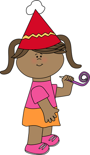 Birthday Girl With Party Whistle - Girls Birthday Clipart (291x500), Png Download