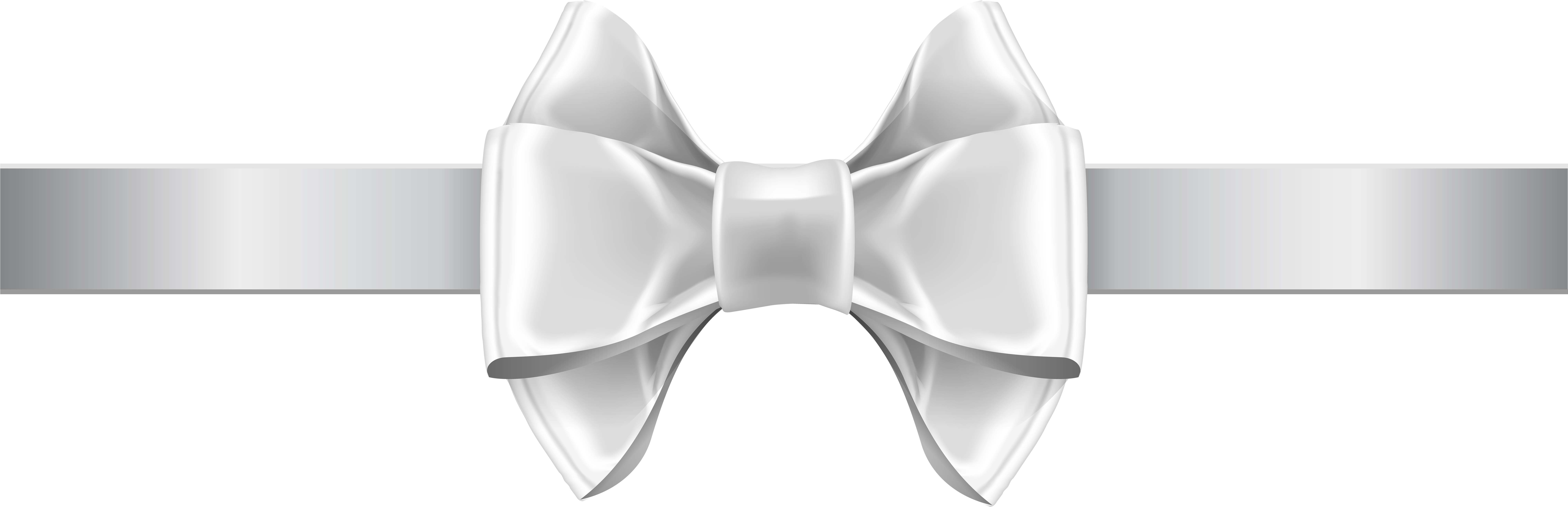 White Bow Png Clip Art Image (8000x2651), Png Download