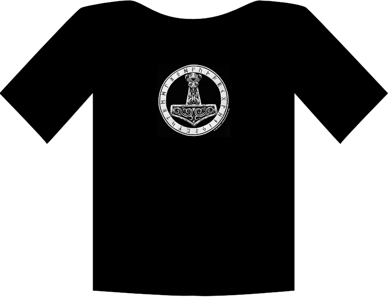 Thor's Hammer T - Black T Shirt Pdf (800x610), Png Download