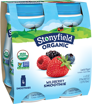 Low Fat Wild Berry Smoothie - Stonyfield Yogurt Smoothie Strawberry (500x500), Png Download