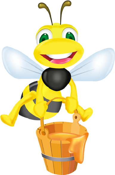 Cartoon Bees Clipart - Bee Honey Cartoon Png (386x586), Png Download
