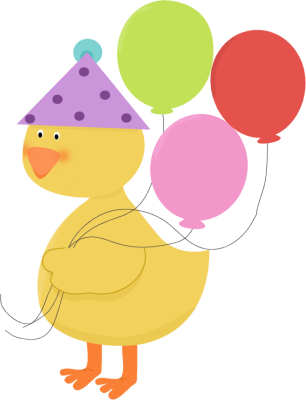 Svg Download Duck Clip Art Images Party - Animal Holding Balloon Clipart (306x400), Png Download