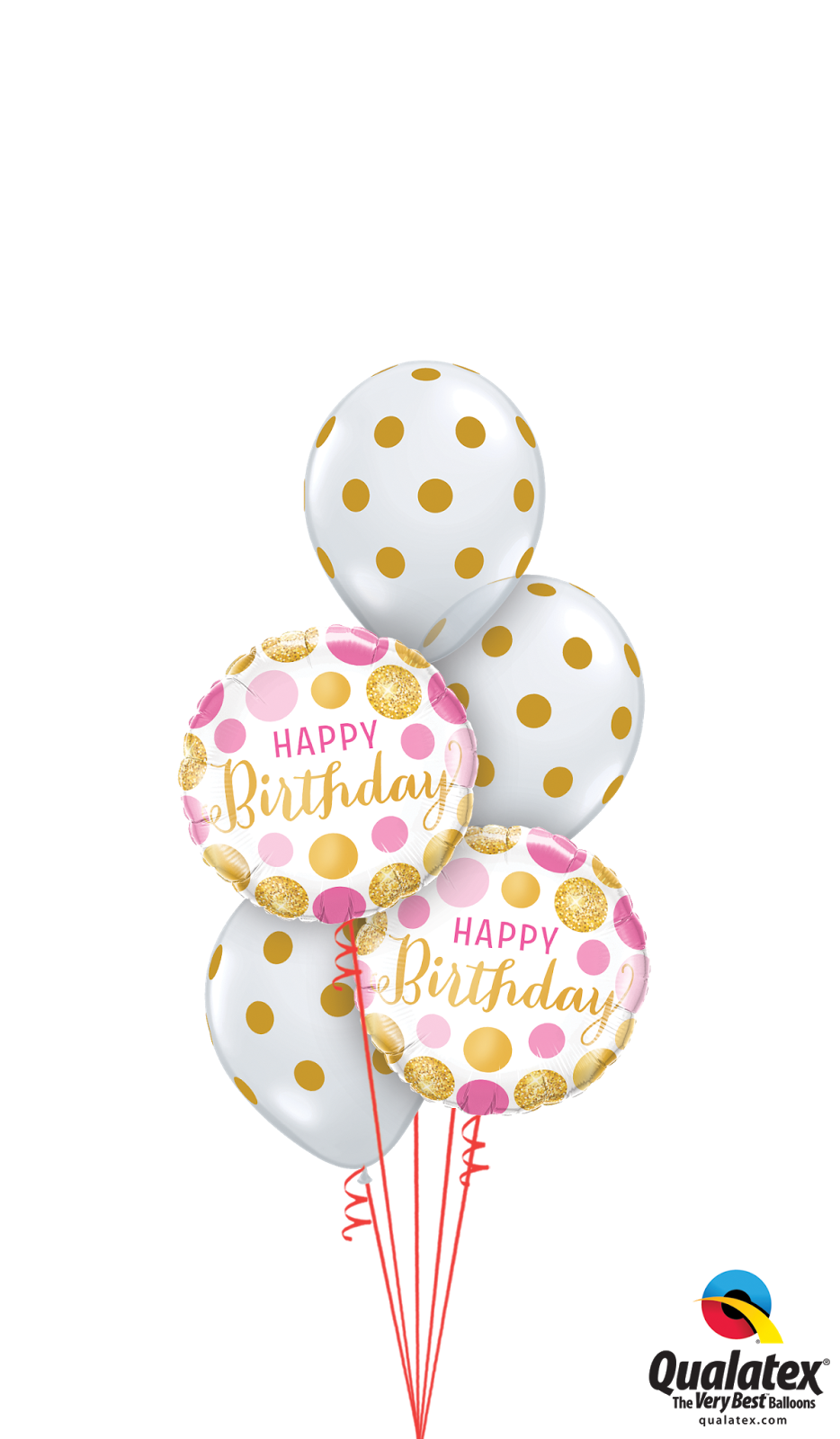 11" "gold Confetti Dots" Diamond Clear - Birthday Pink & Gold Dots Foil Mylar Balloon 18" (934x1600), Png Download