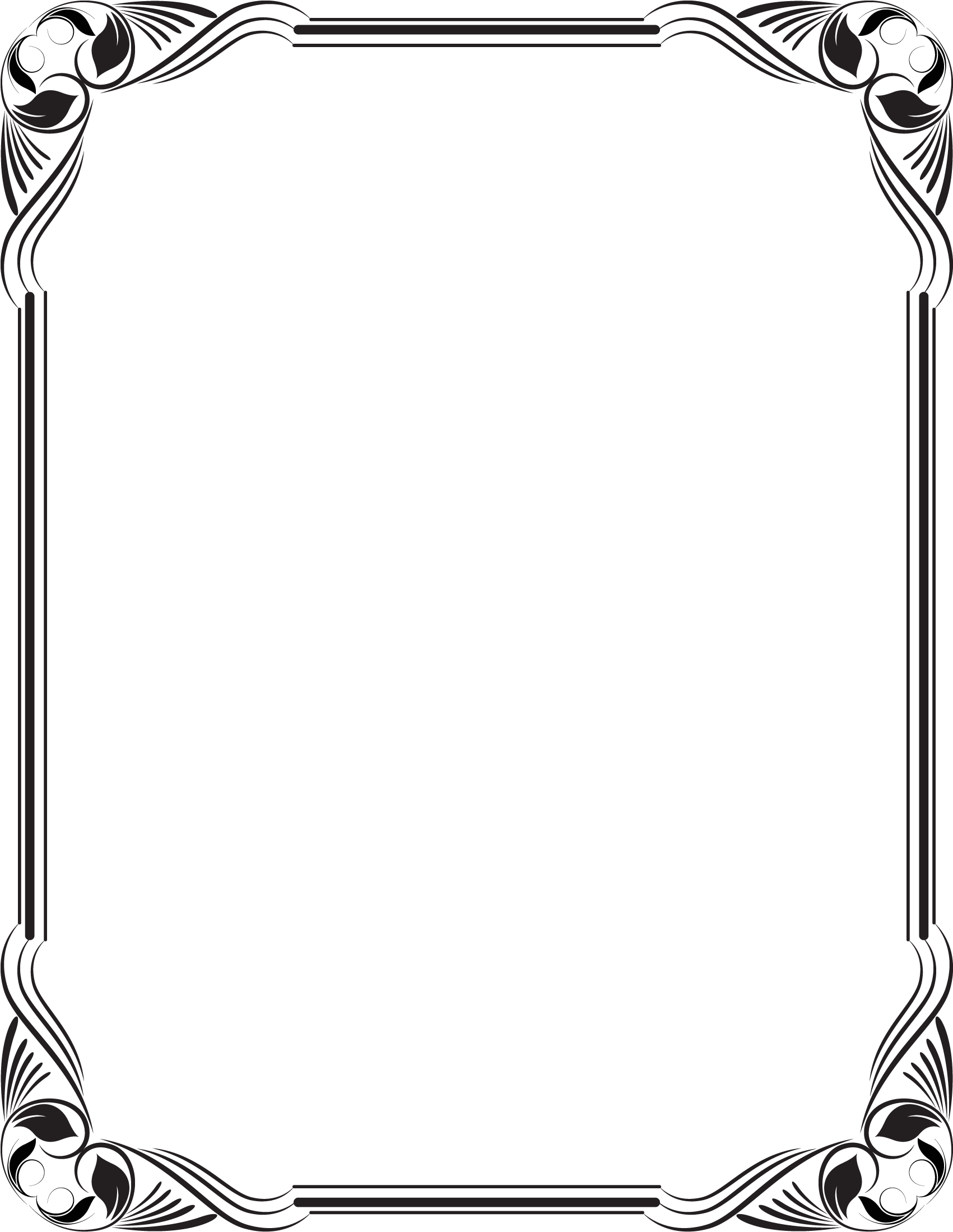 Stencil Borders For Paper, Borders And Frames, Frame - Black And White Frame Borders Design (1700x2205), Png Download