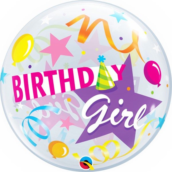 Lightbox - Qualatex 22 Inch Single Bubble Balloon - Birthday Girl (600x600), Png Download