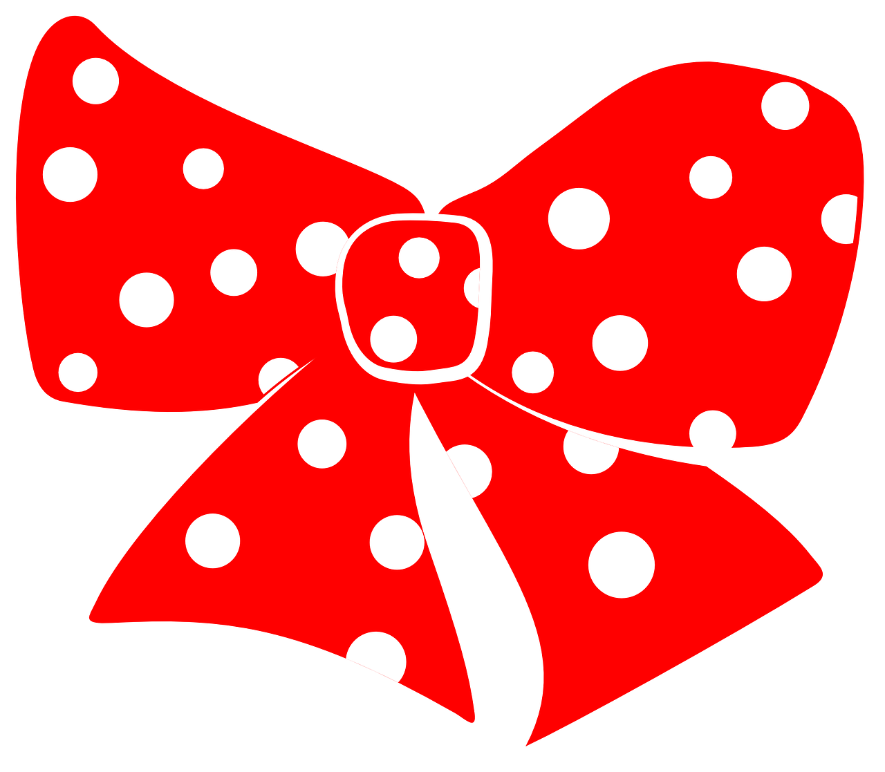 Bow, Red, Dots, Polka, White, Decorative - Red And White Bow (389x340), Png Download