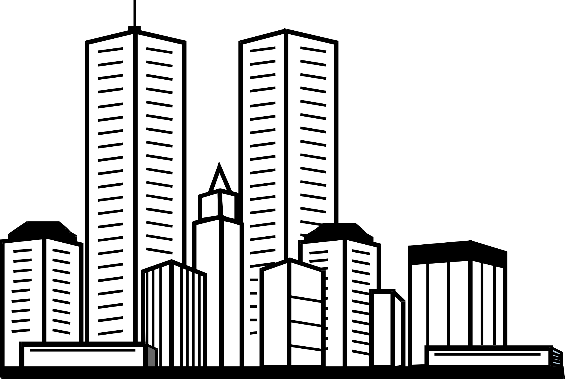Tall Building Silhouette At Getdrawings Png Transparent - Skyscraper Clipart (1969x1323), Png Download