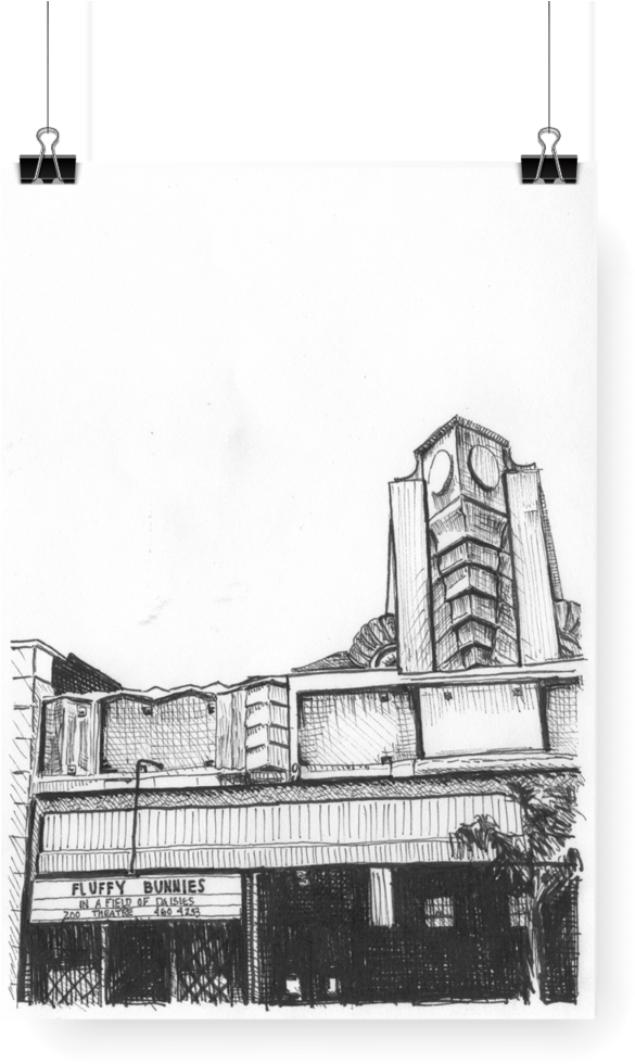 Theater, Hollywood - Sketch (1000x1000), Png Download