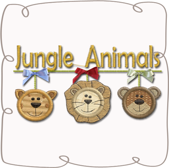 Jungle Animals Applique - Cartoon (580x580), Png Download