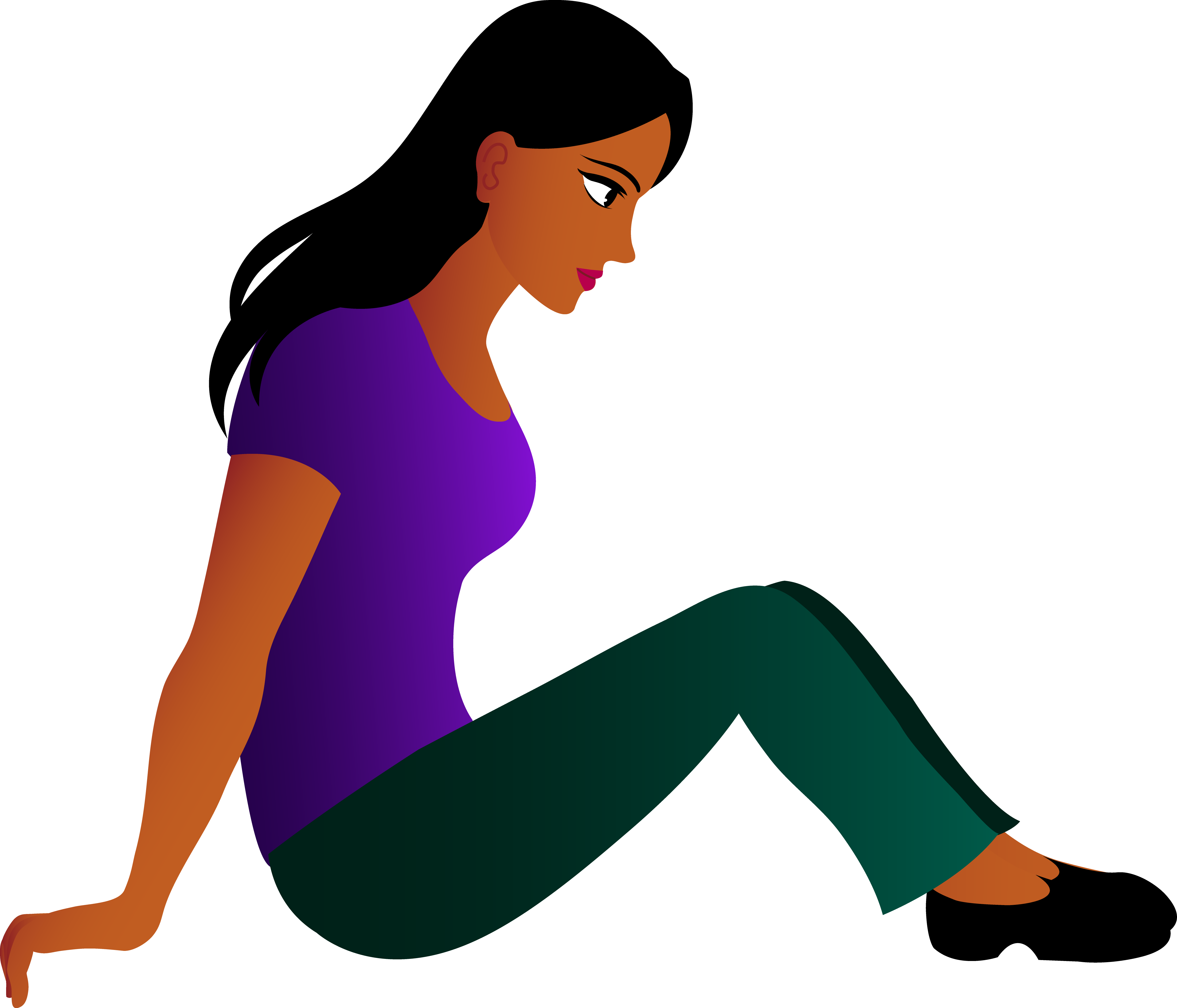 Sitting Woman Png - Cartoon People Sitting Down (5009x4289), Png Download