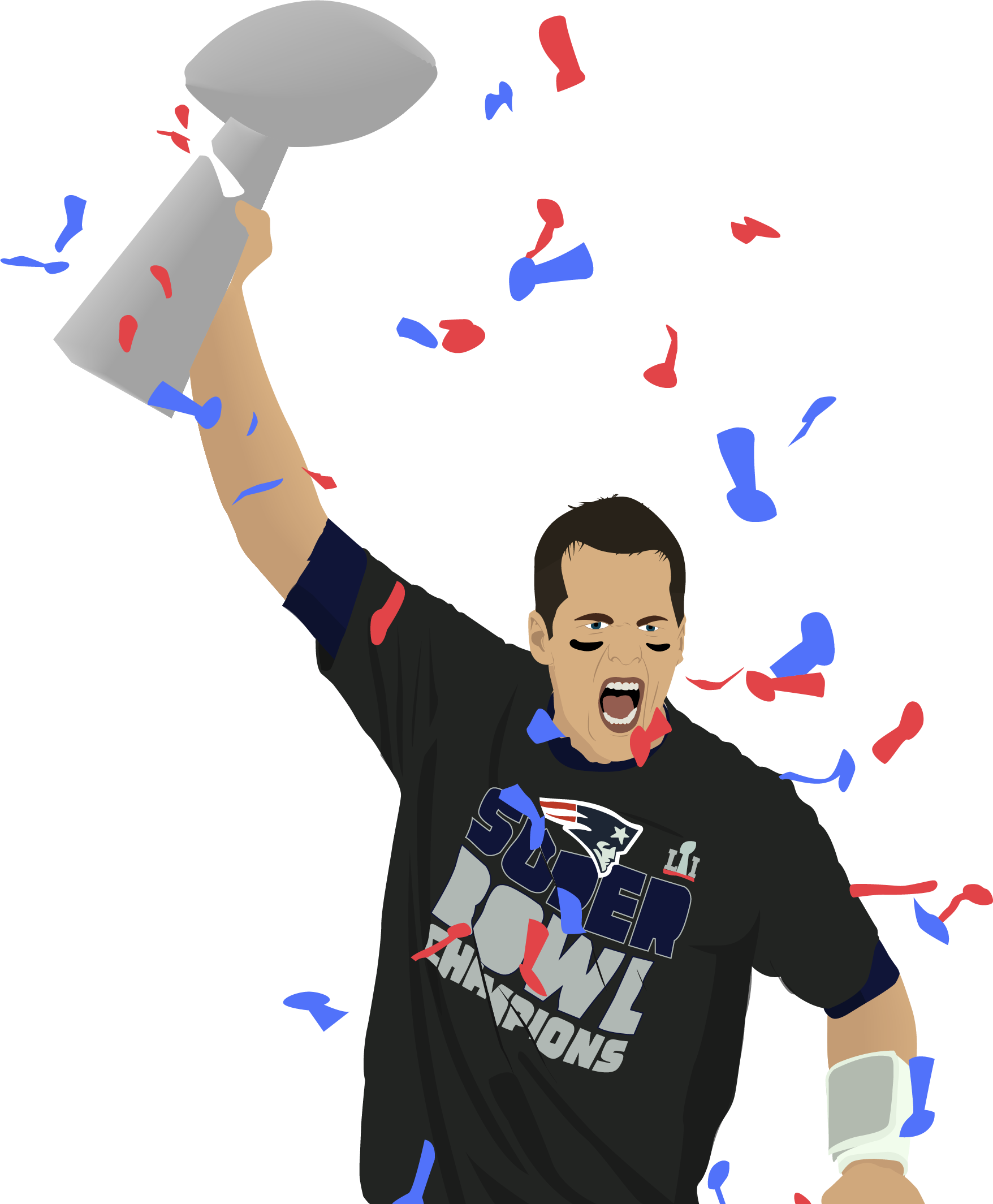 Tom Brady Celebration Illustration - Illustration (1756x2129), Png Download
