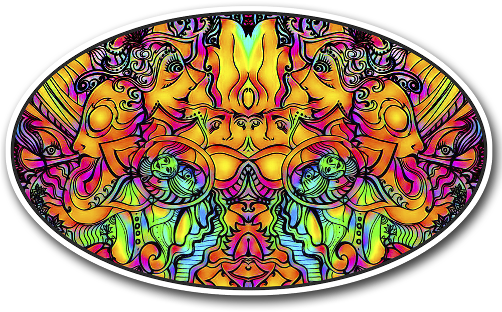 Stickerjunkies Original Trippy Colorbomb - Stained Glass (1000x1000), Png Download
