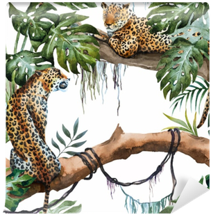 Watercolor Vector Leopard Pattern Wall Mural • Pixers® - Watercolor Painting (400x400), Png Download