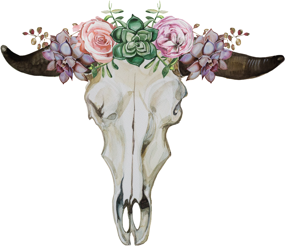 Cartoon Fresh Flower Cow Head Transparent - Portable Network Graphics (1024x943), Png Download