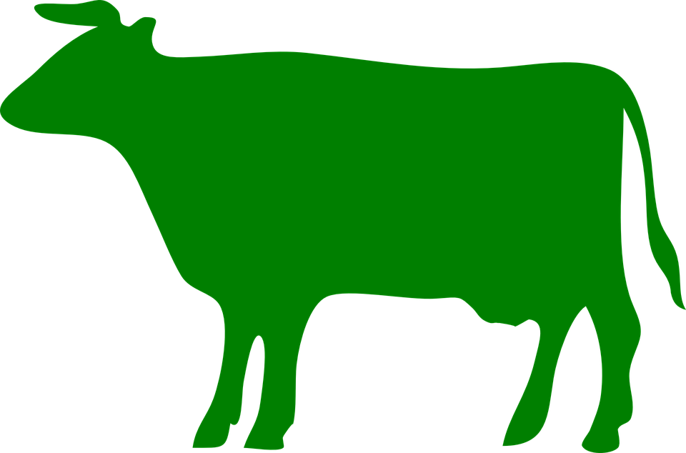 Animal Cow Free Png Transparent Background Images Free - Green Cow Silhouette (960x634), Png Download