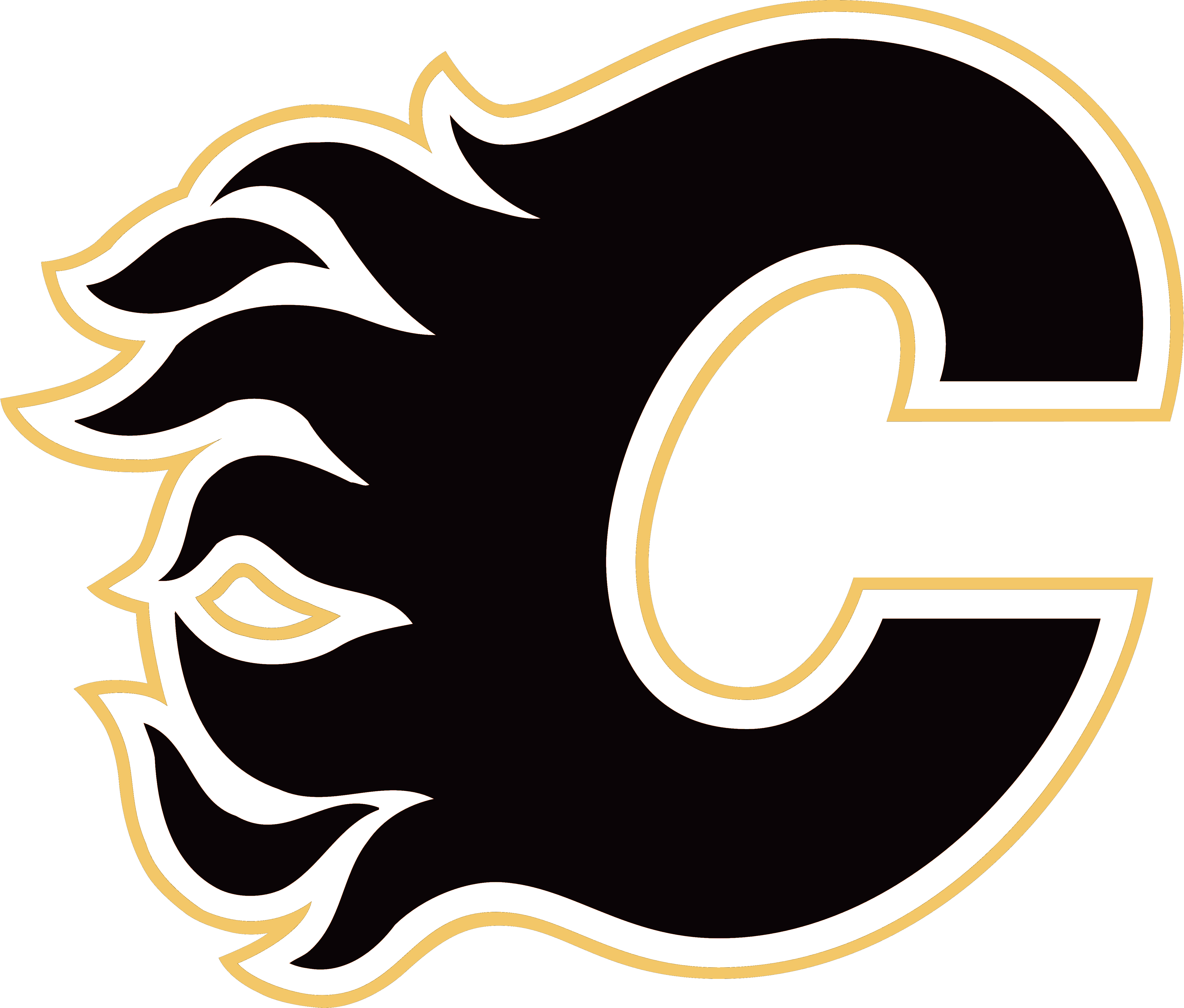 Calgary Flames Logo Black (700x596), Png Download