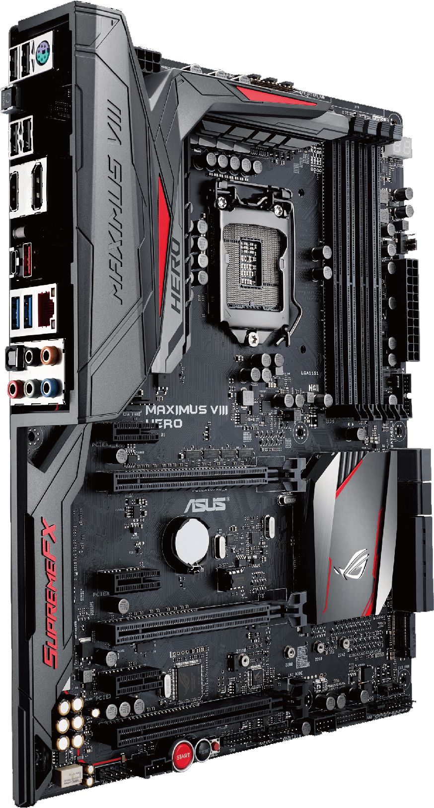 Rog's Atx Gaming Motherboard Is Honed And Optimized - Asus Maximus Viii Hero (961x1693), Png Download