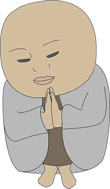 Chinese, Person, Man, Praying, Buddha, Asian, Bald - Cartoon (373x640), Png Download