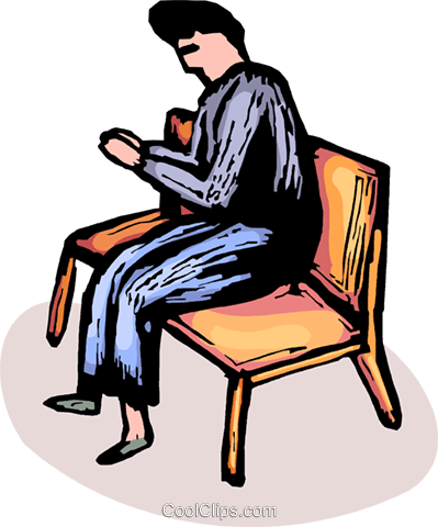 Person Sitting In A Pew Praying Royalty Free Vector - Sitting (399x480), Png Download