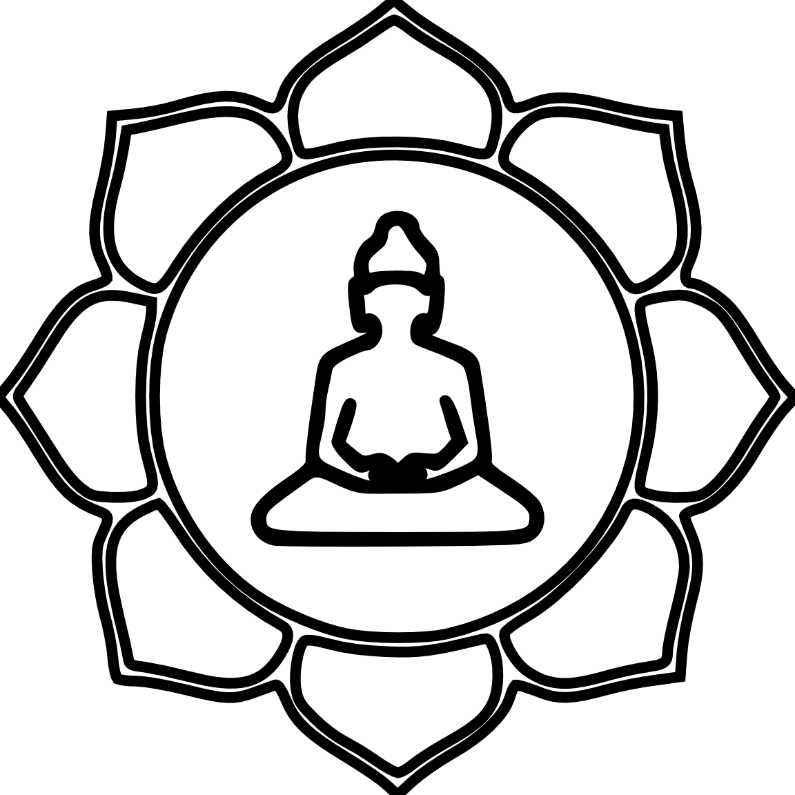 Buddha Flower Color Black White Line Art Coloring Book - Buddha Clip Art (1152x1152), Png Download