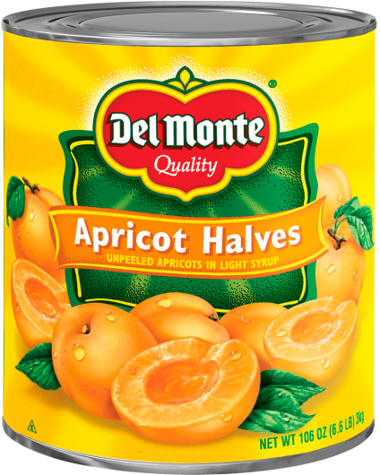 Del Monte® Unpeeled Apricot Halves In Light Syrup - Del Monte Pear Halves In Light Syrup (576x529), Png Download