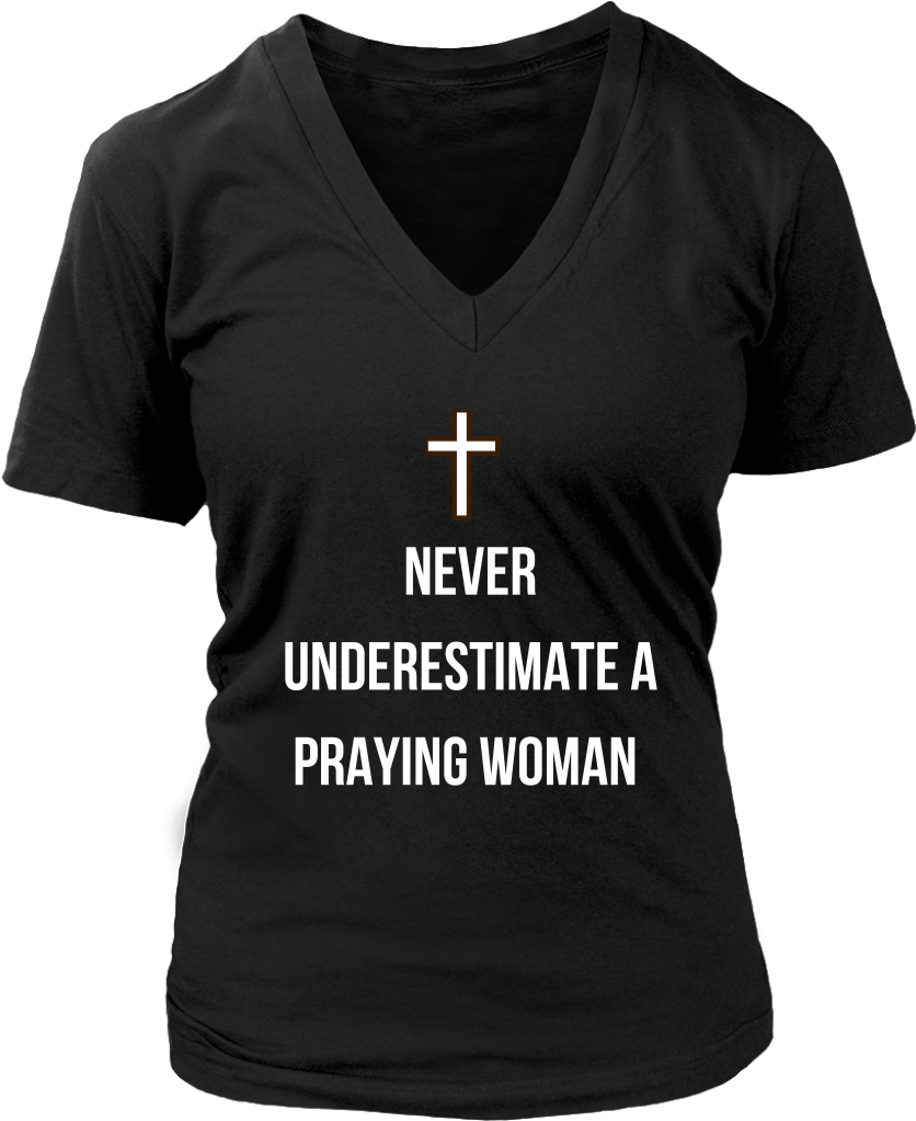 Never Underestimate A Praying Woman V-neck - Hillary Killed Harambe (ladies) - District Womens V-neck (1024x1024), Png Download