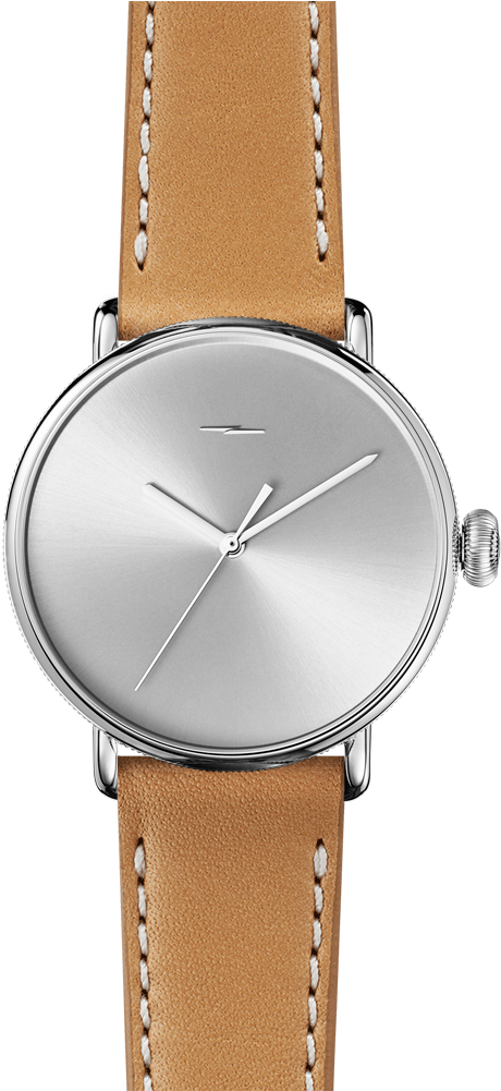 The Canfield Bolt 43mm 20mm Silver Sandblast Sunray - Shinola Shinola 41mm Runwell Leather Strap Watch, Brown/blue (700x1000), Png Download