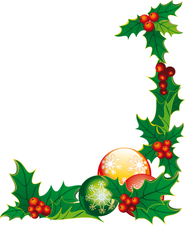 Christmas Corner Floral Sticker - Christmas Decoration (374x456), Png Download