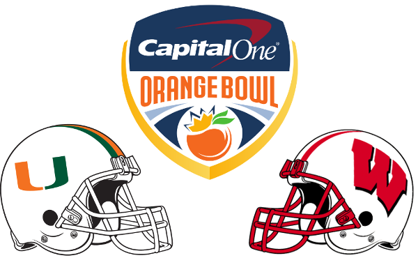 Wisconsin Miami Orange Bowl Logo (600x370), Png Download