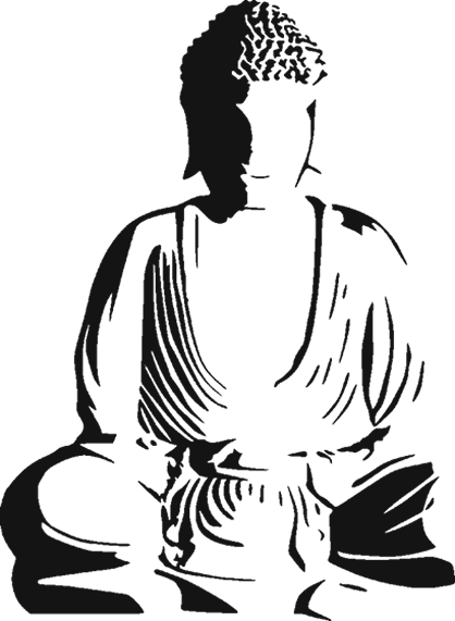 Buddha Clipart Clear - Silhouette Buddha (418x571), Png Download