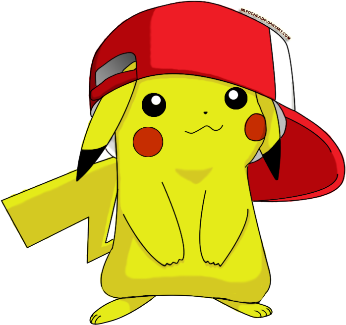 Cute Pikachu With Hat By Mlpochea On Deviantart Clip - Pikachu With Hat (777x679), Png Download