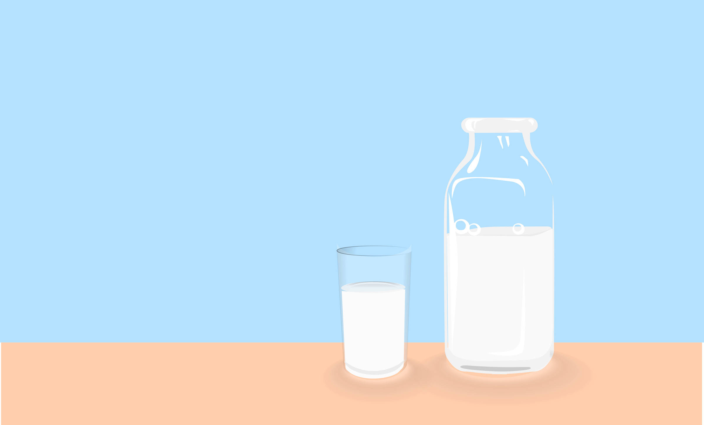 Clipart - Glass Milk Bottle Clipart Png (2400x1449), Png Download