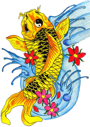 Fish Tattoos Free Png - Koi Fish Tattoo Transparent (300x424), Png Download