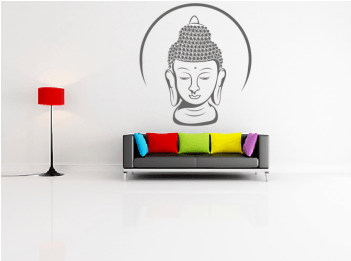 Nd-47 Meditating Buddha - Colorful Feather Photo On Canvas For Home Decoration (350x350), Png Download