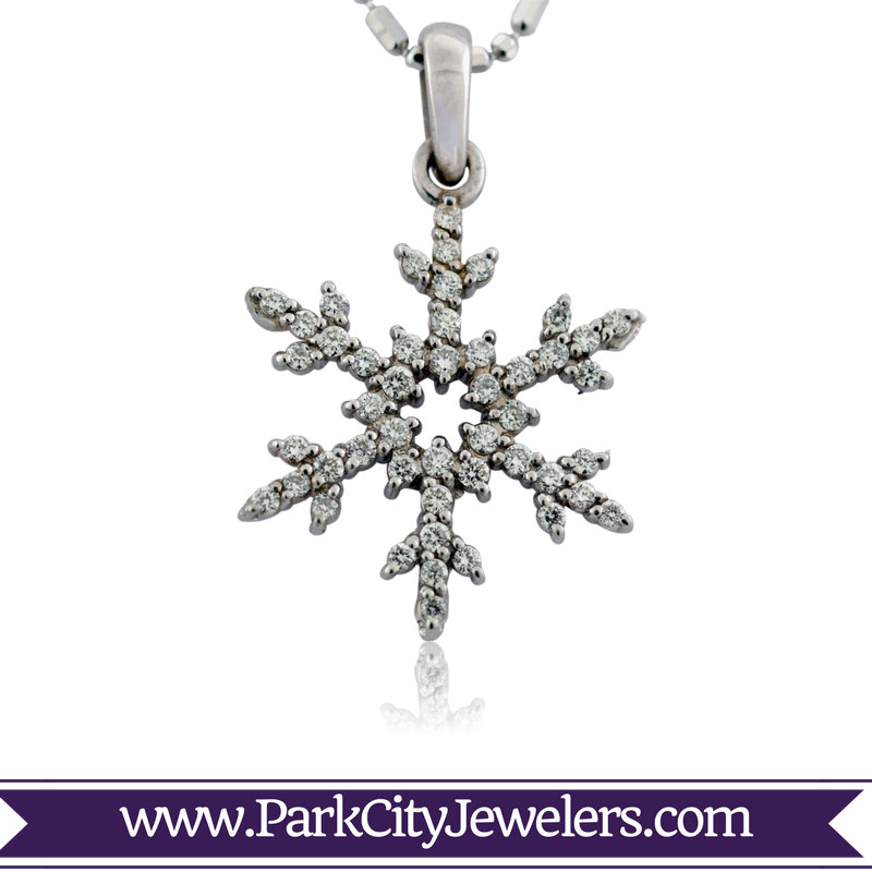 Pave Diamond Snowflake Necklace - Green Amethyst & Diamond Ring (800x800), Png Download