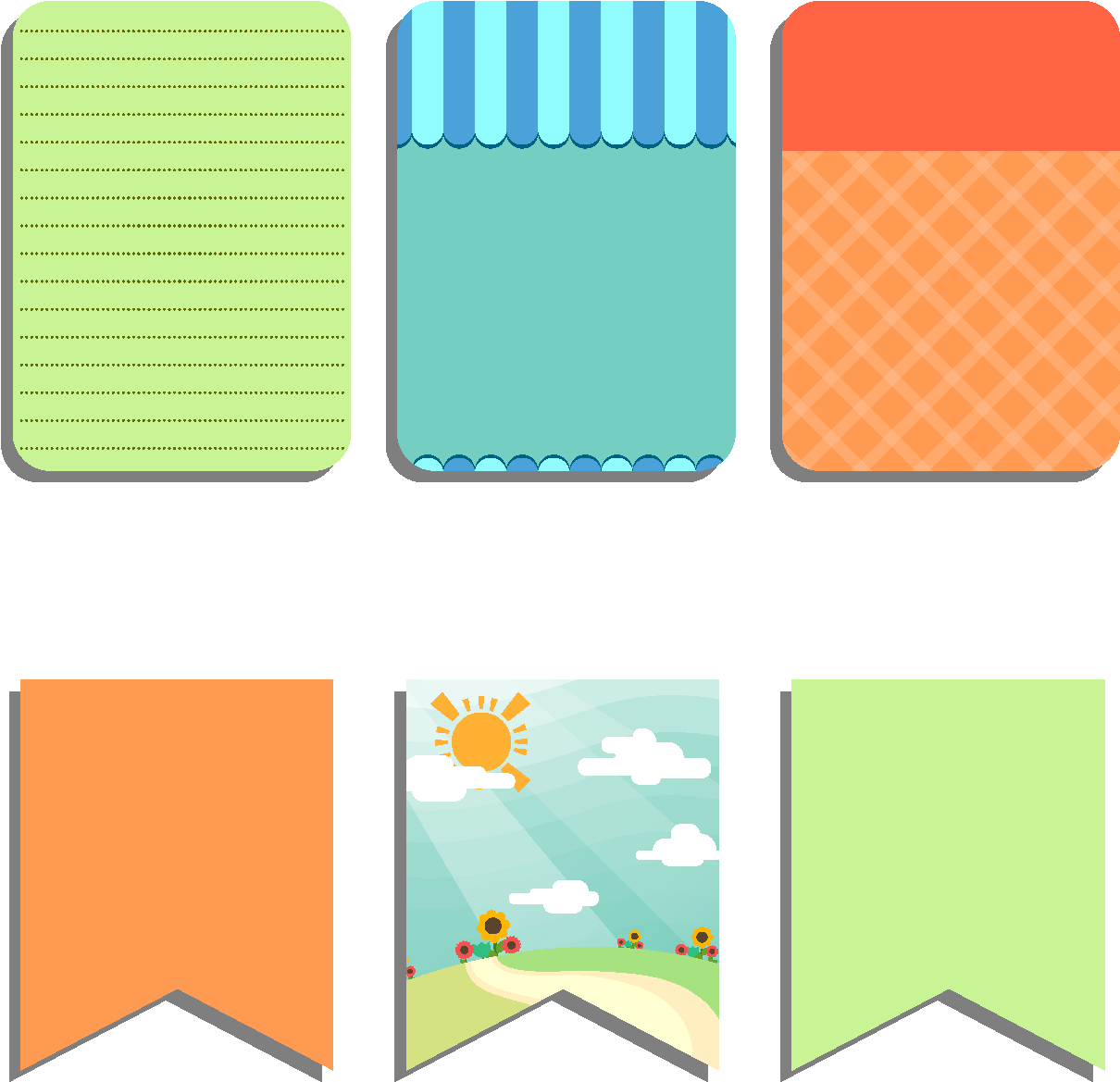 Cartoon Colorful Paper Elements - Mobile Device (1772x1378), Png Download