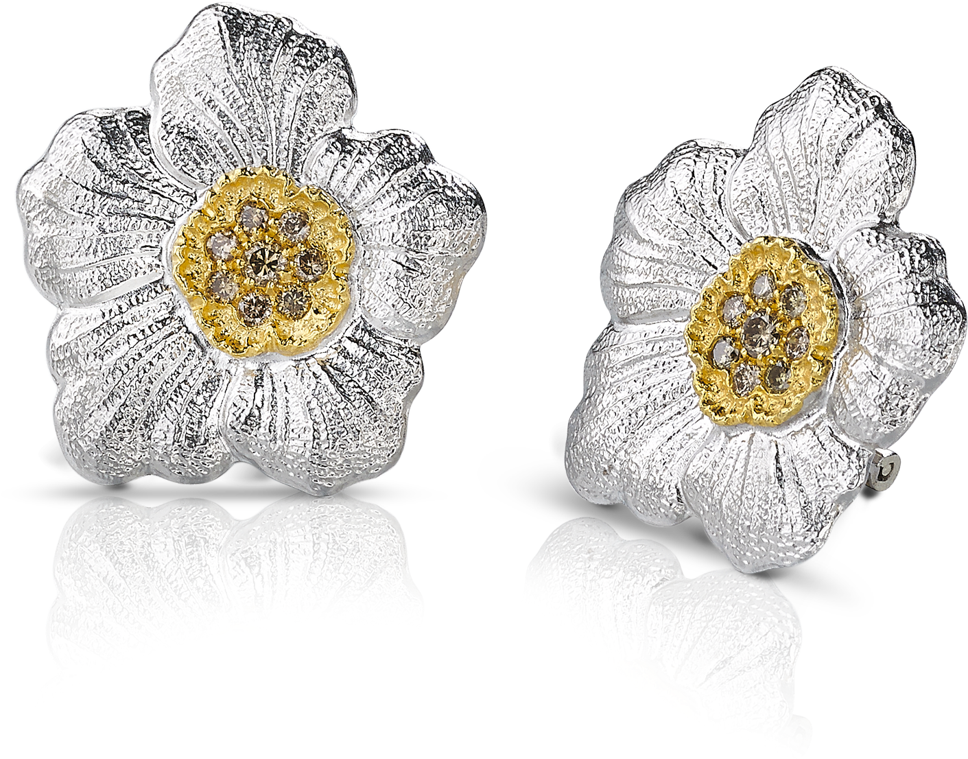 Gardenia Large Button Earrings - Buccellati Silver Earrings (1800x1800), Png Download