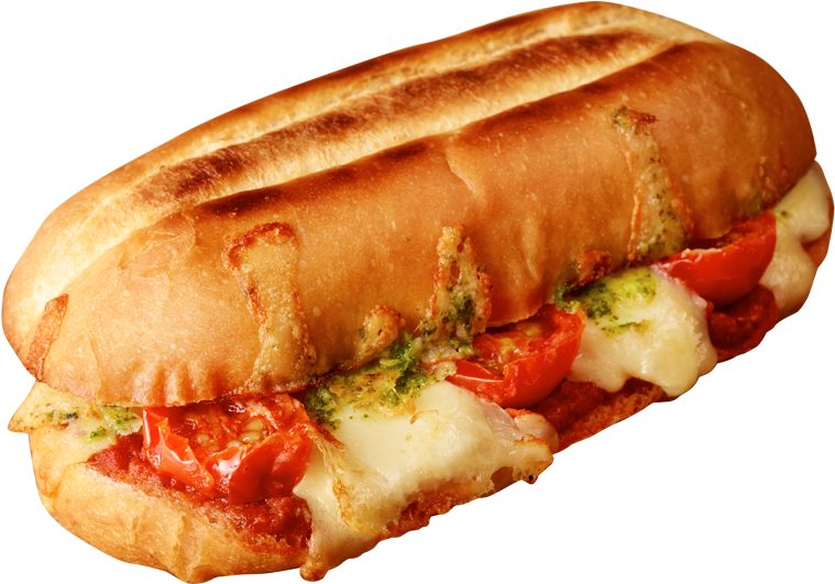 Margherita Pizza Sandwich - Grilled Chicken Sandwich Roll (800x550), Png Download