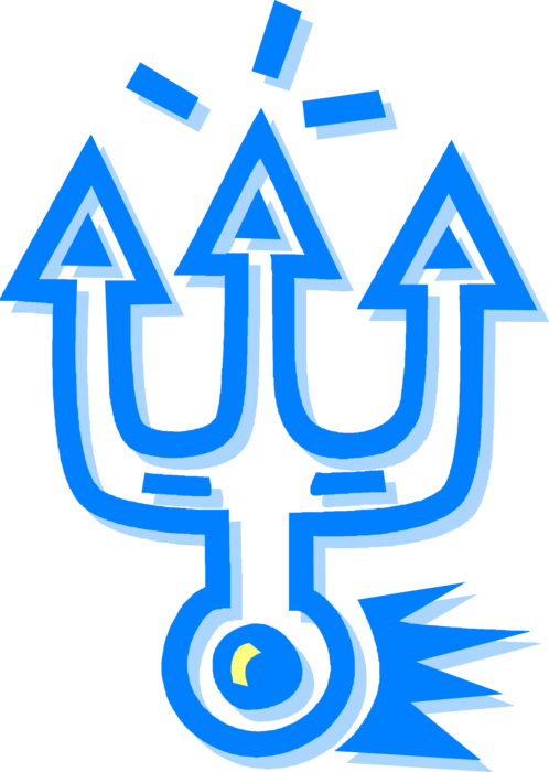 Vector Illustration Of Trident Of Poseidon Three-pronged - Crest (498x700), Png Download