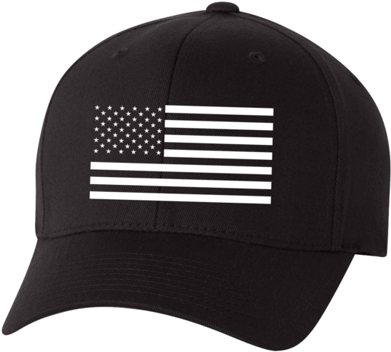Build Your Own Flexfit Flag Hat - Black And White American Flag (600x600), Png Download