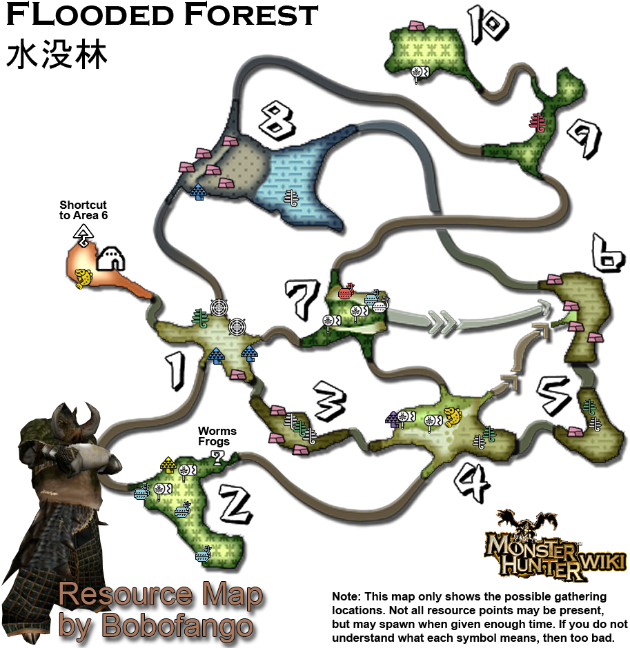 Forest-resourcemap - Monster Hunter Tri Maps (917x947), Png Download