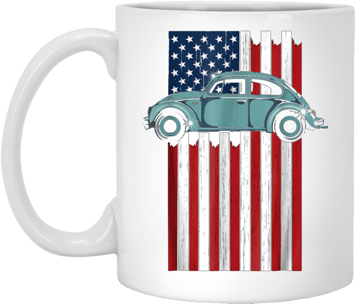Vintage Hippie Retro Punch Bug Beetle Car Usa Flag - Kennedy Space Center (1155x1155), Png Download