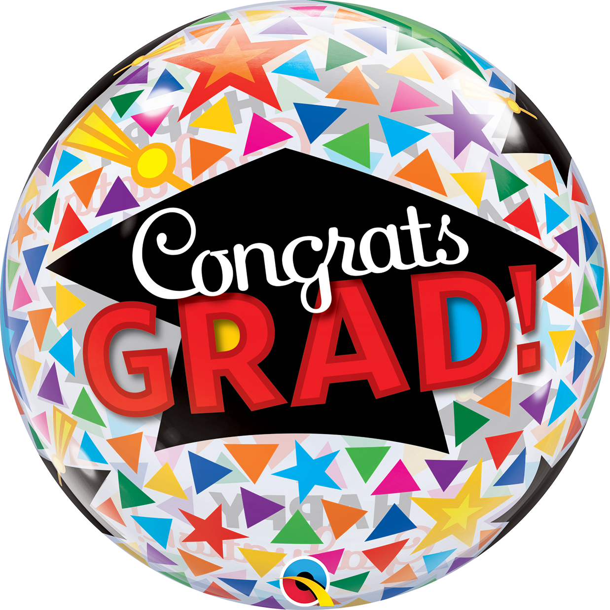 Grad Caps & Triangles 22 Inch Bubble (1237x1237), Png Download