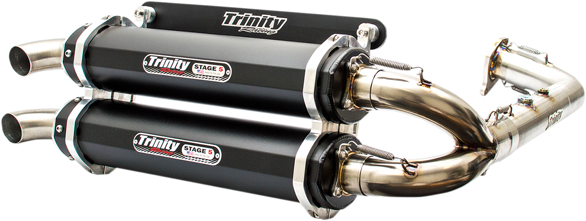 Stage 5 Dual Exhaust System, Black Muffler - 2018 Rzr Turbo Exhaust (1200x454), Png Download