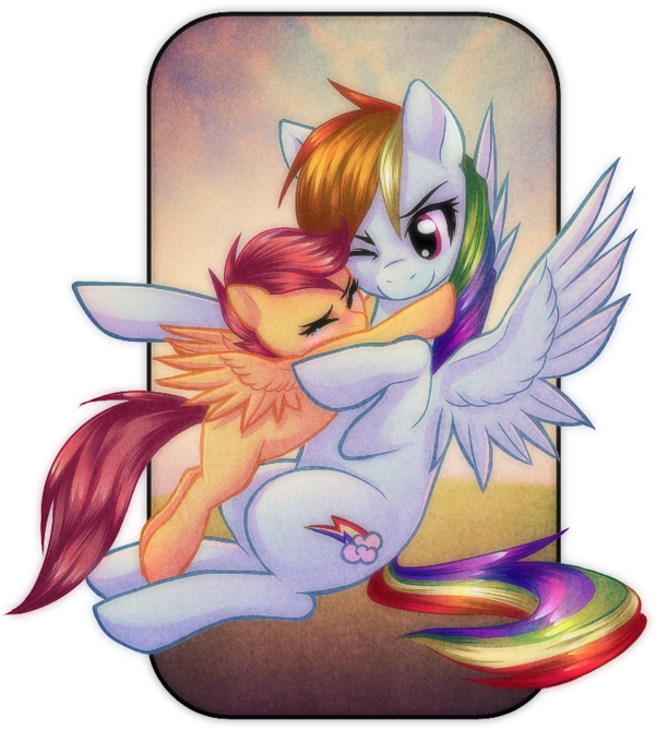 Oh Hey One Of These Singalong Projects From Ponychan - Rainbow Dash And Scootaloo (600x800), Png Download