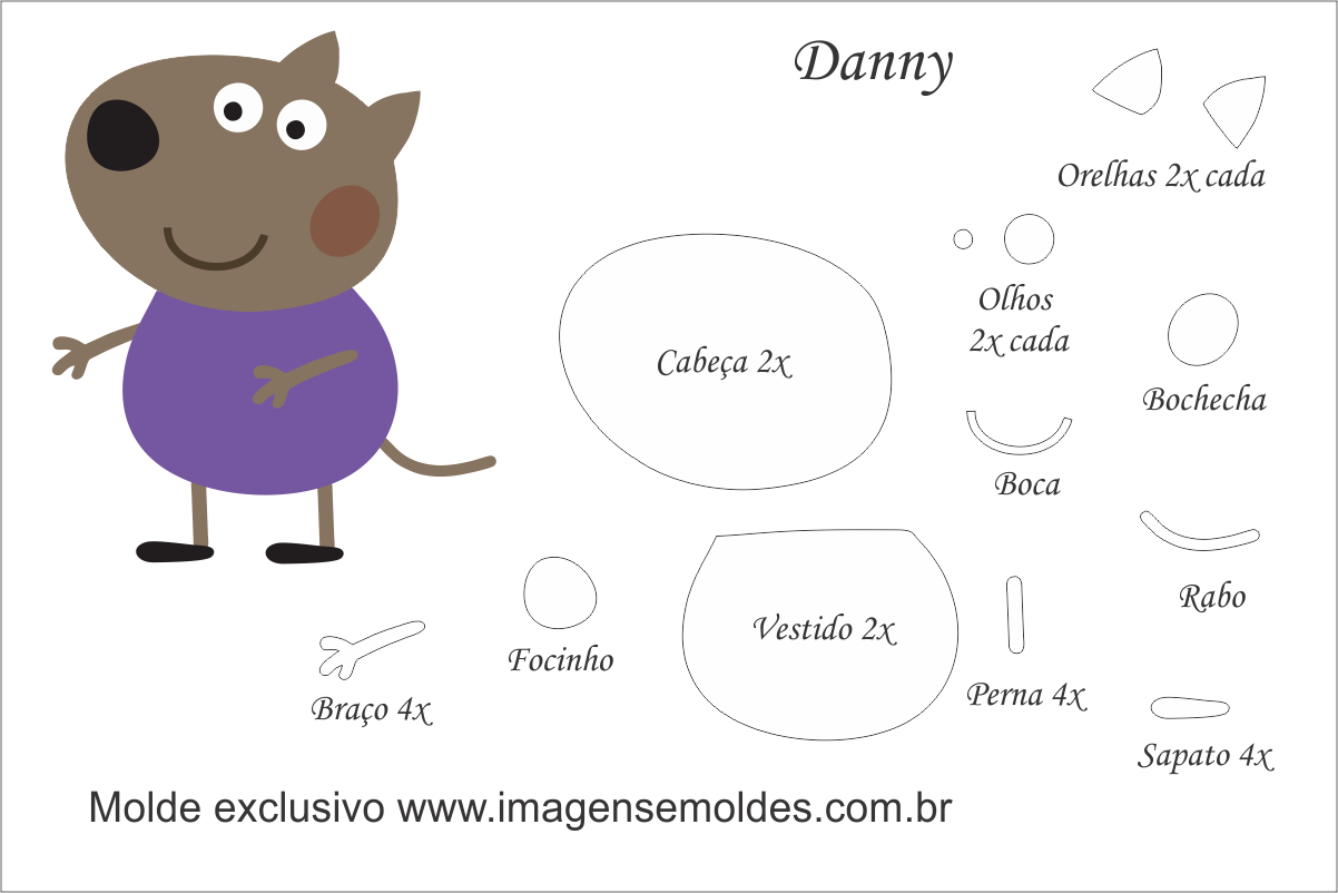 Molde Peppa Pig - Peppa Pig Danny Dog Png (1202x802), Png Download